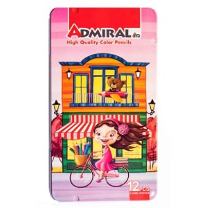 مداد رنگی 12 رنگ آدمیرال فلزی مدل دختر دوچرخه سوار